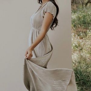 Baltic Born Silver Pleated Maxi Dress